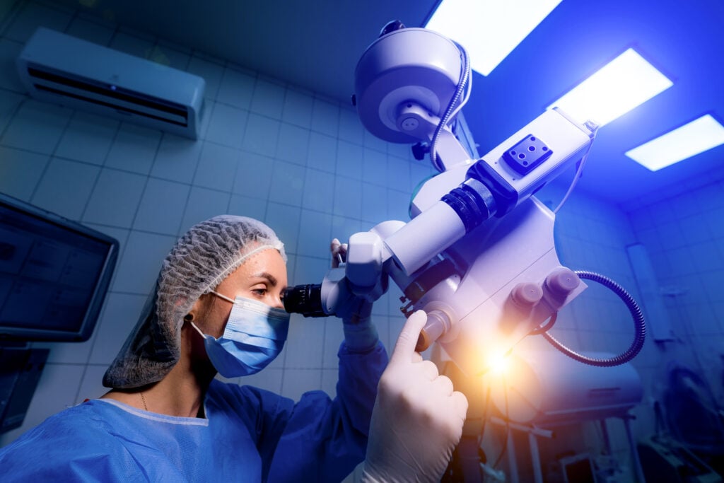 LASIK Surgeon Using Laser