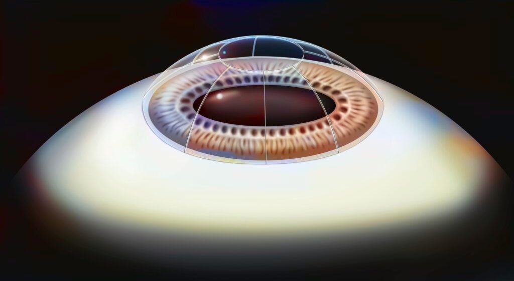 Vector illustration of radial keratotomy procedure